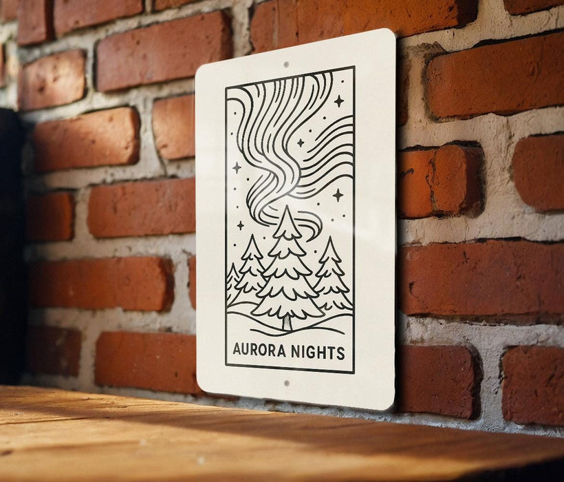a sign on a brick wall that says aurora nights