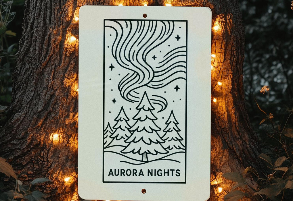 a picture of a tree with lights around it