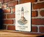 a sign that says find your light on a brick wall