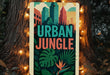 a sign that reads urban jungle in front of a tree