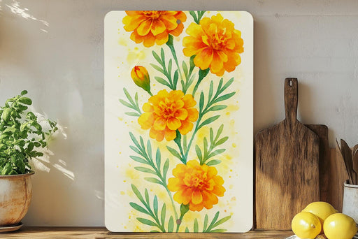 a painting of yellow flowers on a white background