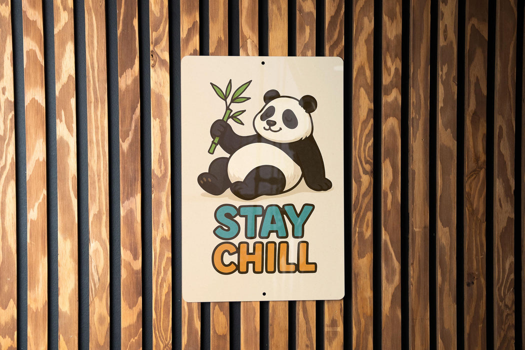 a sign that says stay chill on a wooden wall