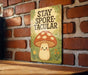 a sign on a brick wall that says stay spore - tacular