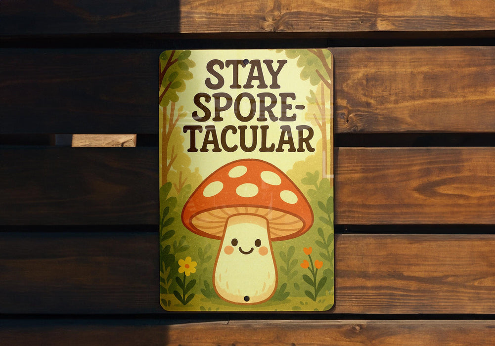 a can of stay spore tacular on a wooden bench