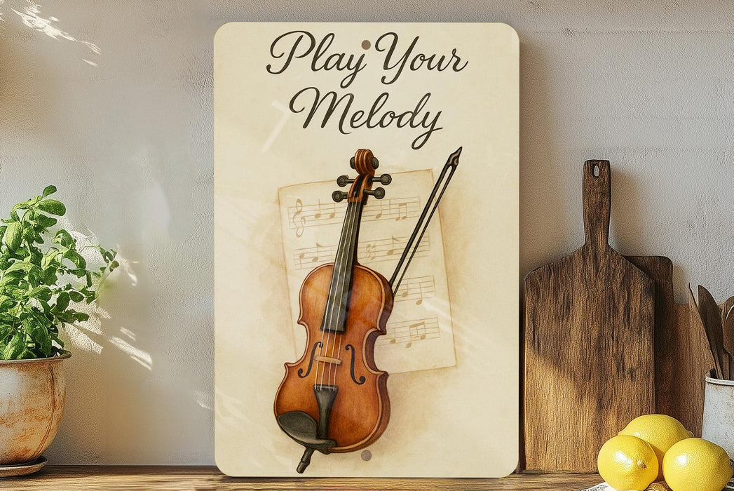 a picture of a violin on a shelf