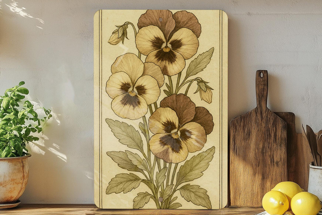 a painting of flowers on a wall next to a potted plant