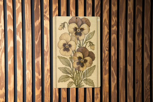 a painting of flowers on a wooden wall