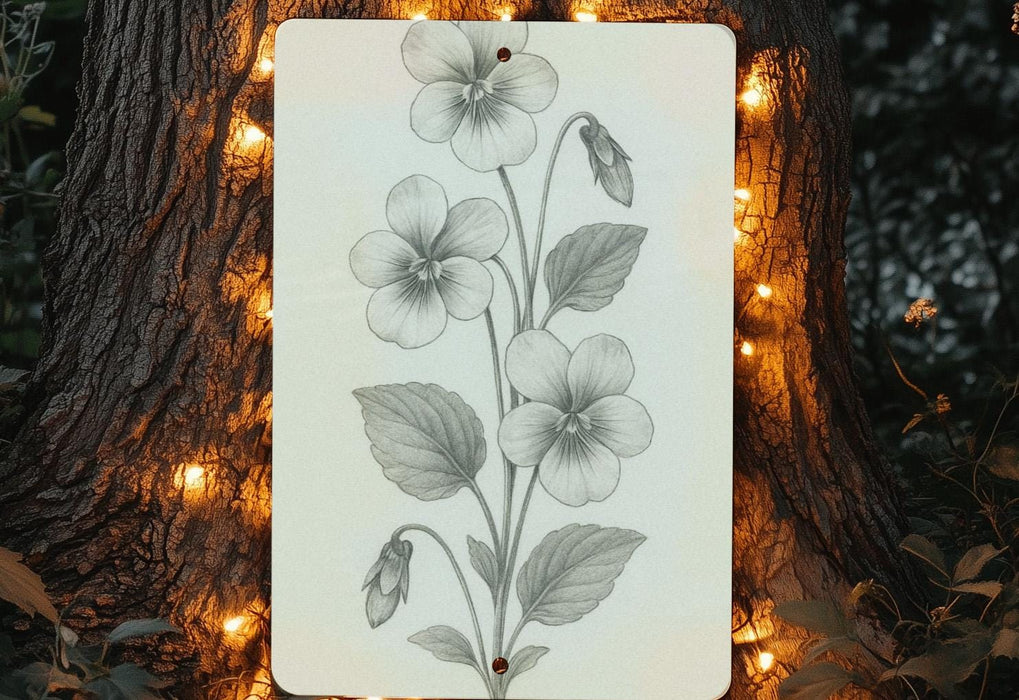 a picture of a flower on a tree with a string of lights around it