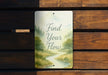 a sign that says find your flow on a wooden bench