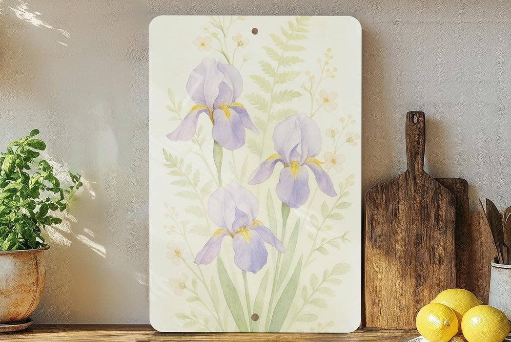a painting of purple flowers on a white background