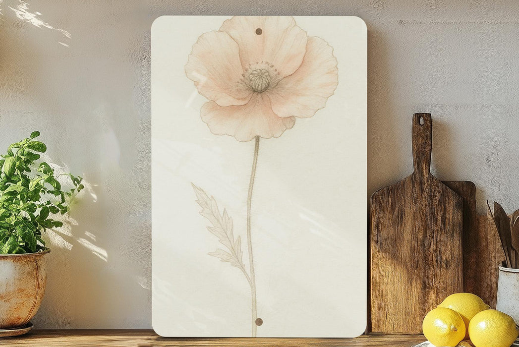 a picture of a flower on a wall