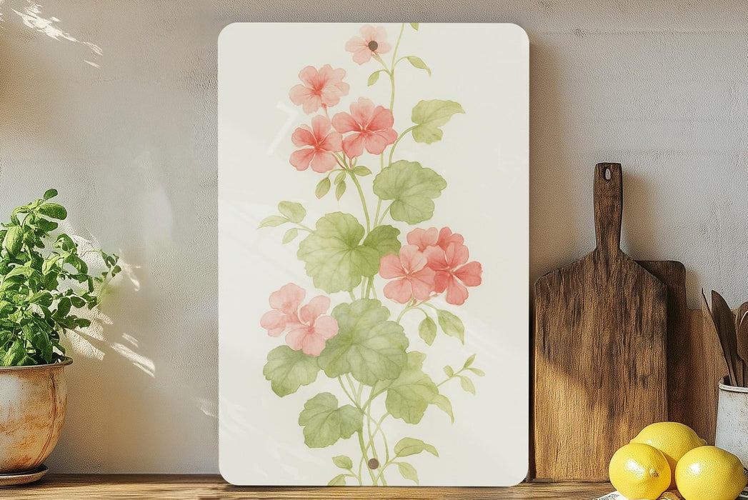 a painting of pink flowers on a white background