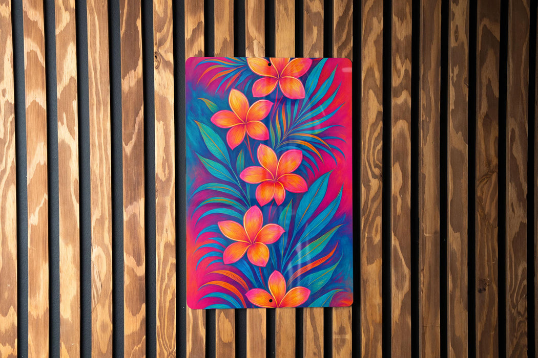 a painting of flowers on a wooden wall