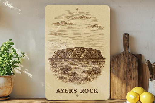 a picture of ayers rock on a shelf