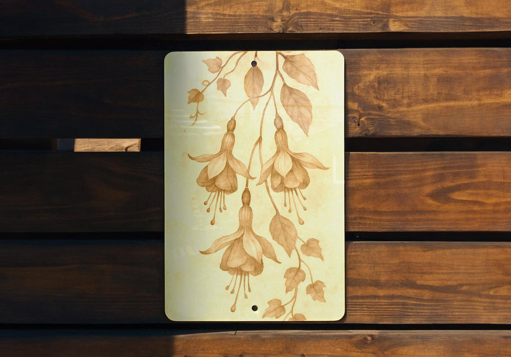 a piece of wood with a painting of flowers on it