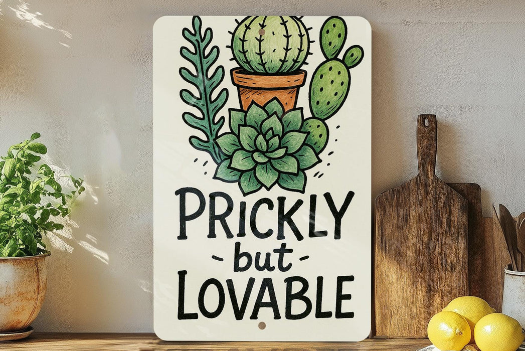 a sign that says prickly but lovable on it