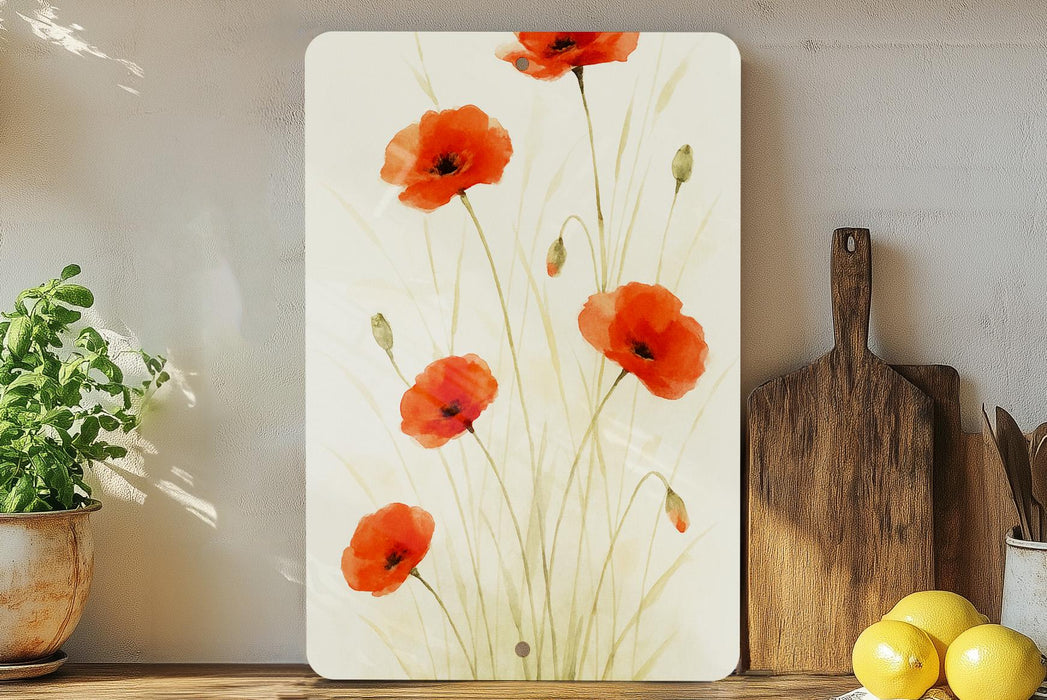 a painting of red flowers on a white background