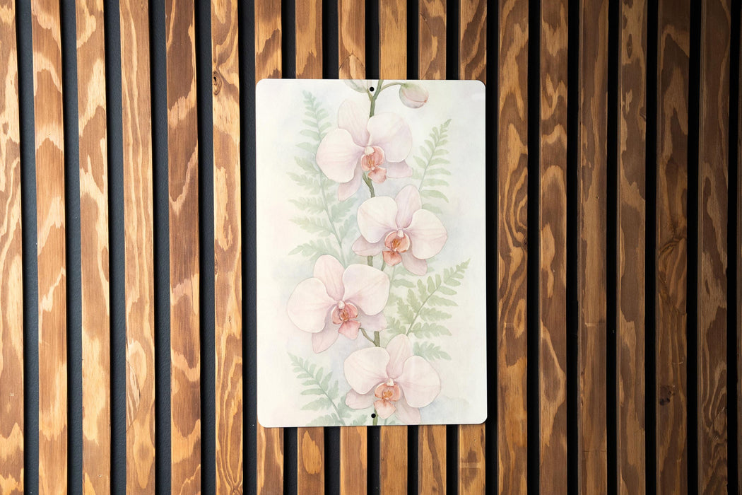 a painting of pink flowers on a wooden wall