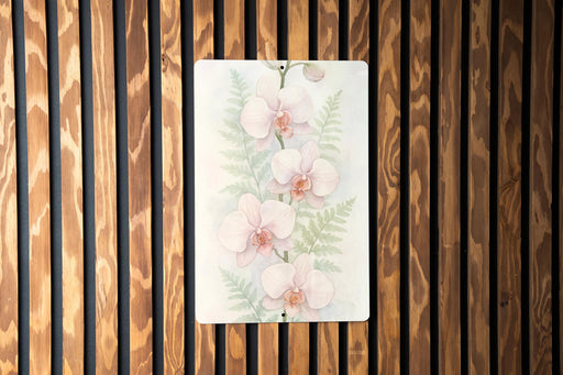 a painting of pink flowers on a wooden wall
