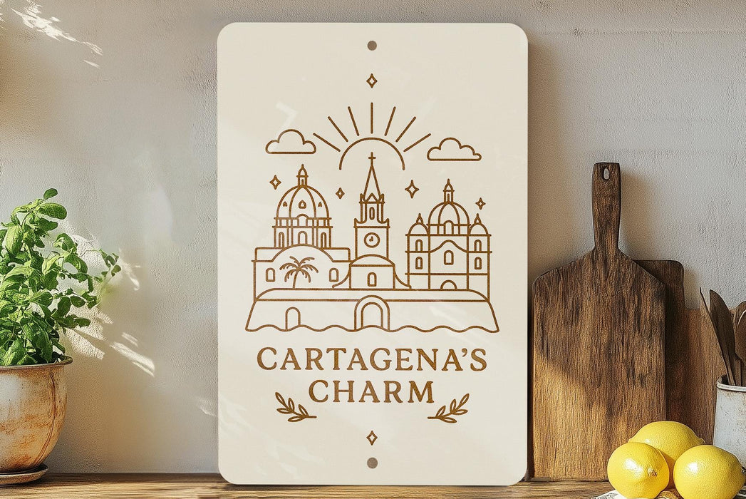 a picture of a sign that says cartagena's charm