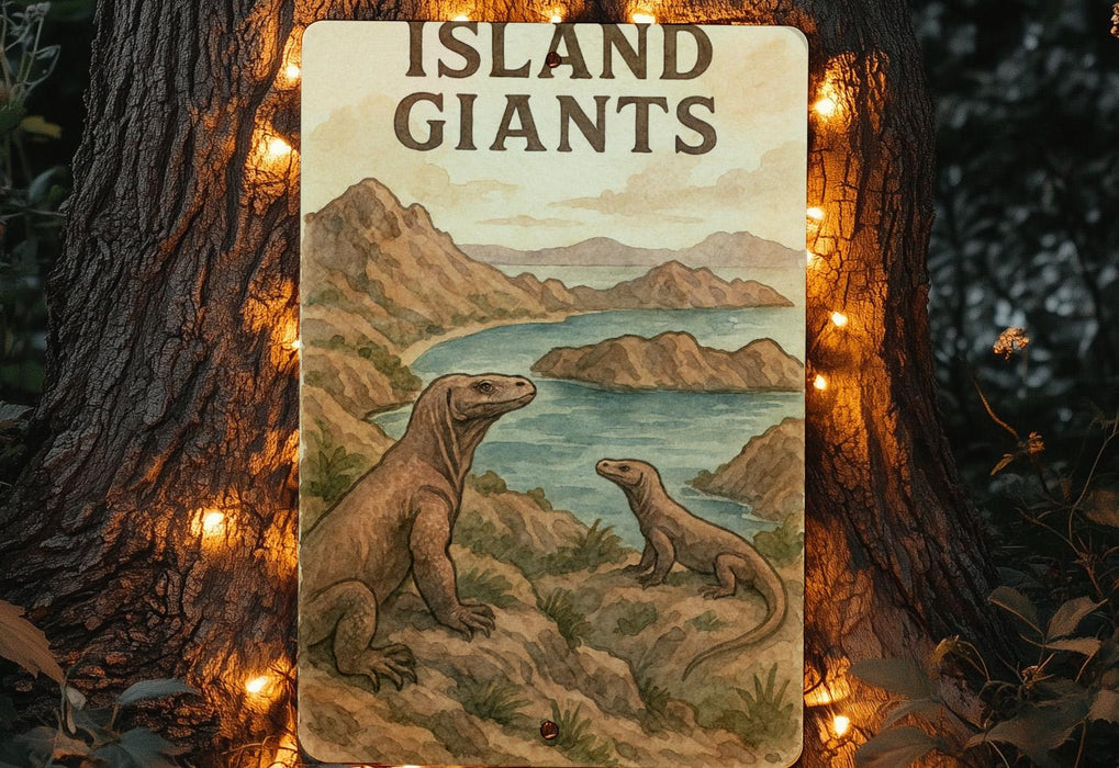 a sign with a picture of two dinosaurs on it
