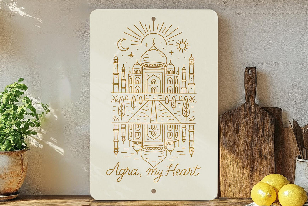a cutting board with a picture of a building on it