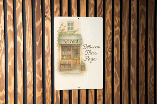 a sign on a wooden wall that says books between these pages