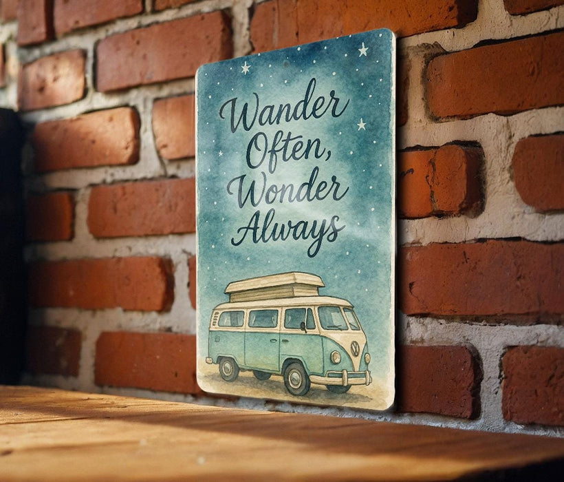 a sign that reads wander often wonder always