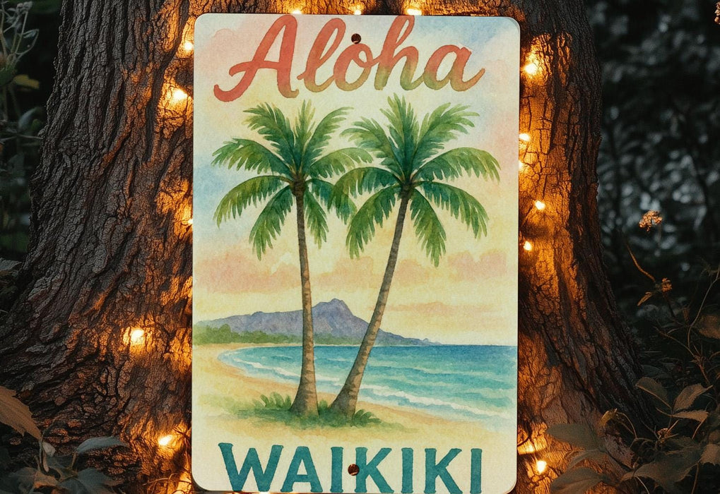 a sign that is hanging on a tree