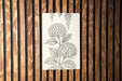 Vertical Metal Sign with Hydrangea & Wisteria Illustration – Tall Narrow Fine Line Botanical Wall Art Decor