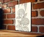 Vertical Metal Sign with Hydrangea & Wisteria Illustration – Tall Narrow Fine Line Botanical Wall Art Decor