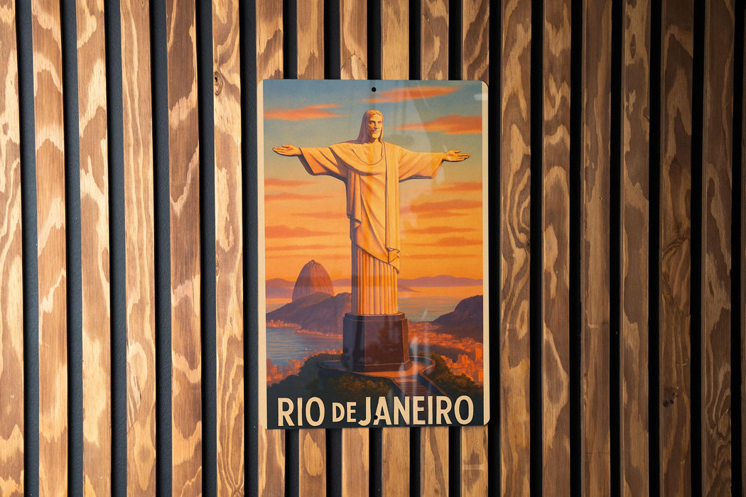 a picture of the statue of jesus on a wooden wall