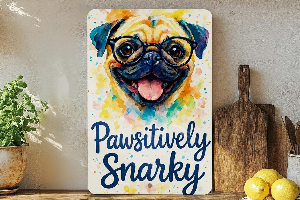 a painting of a pug dog with glasses on it's face