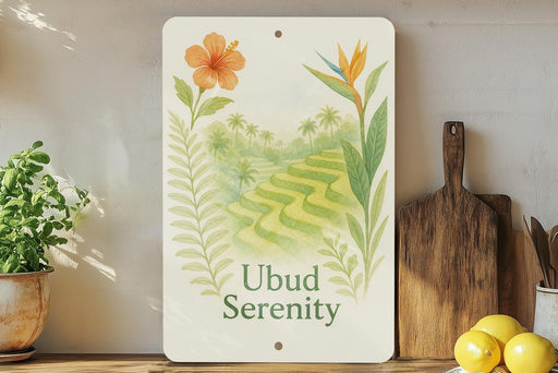 a picture of a sign that says ubud serenity
