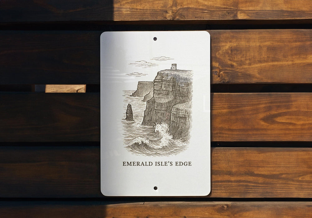 a sign on a wooden bench that says emerald reef edge