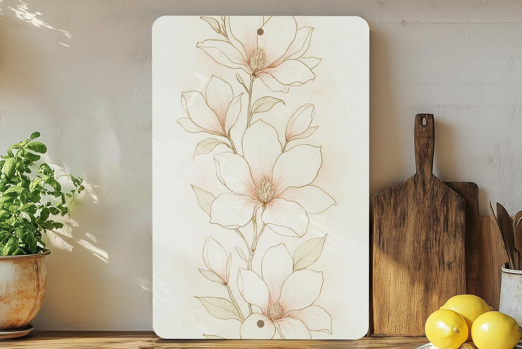 a painting of a flower on a white board