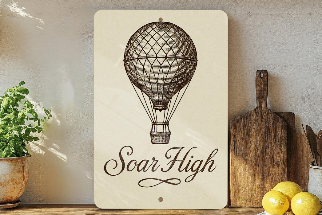a picture of a hot air balloon on a shelf