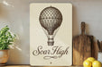a picture of a hot air balloon on a shelf