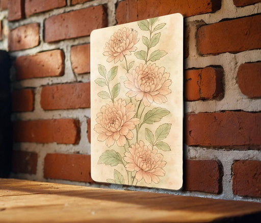a painting of flowers on a brick wall