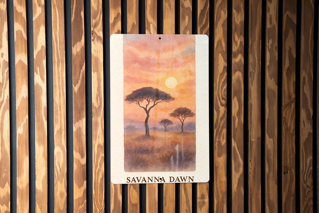 a painting of a tree with a sunset in the background