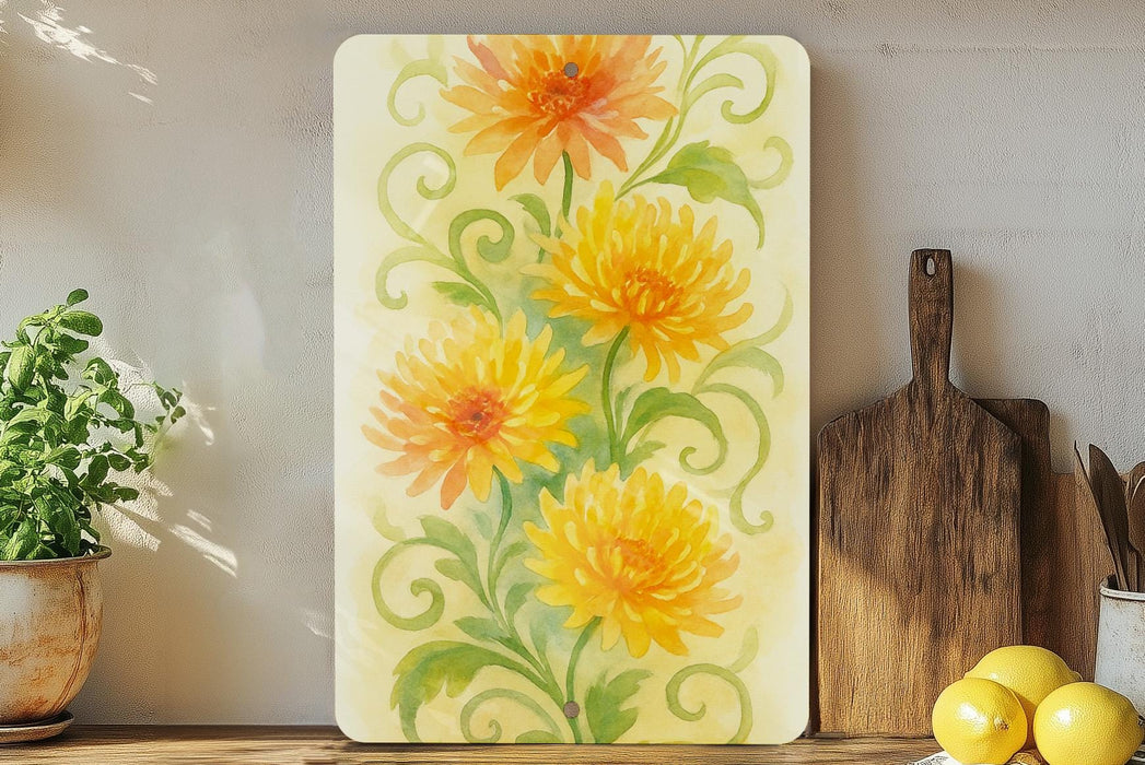 a painting of yellow flowers on a yellow background