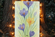 Vertical Metal Sign with Watercolor Garden Crocuses – Spring Floral Wall Art, Narrow Rustic Home Décor, Freeform Botanical Design