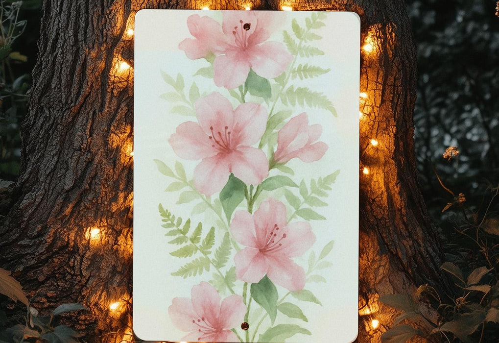 a painting of pink flowers on a white background