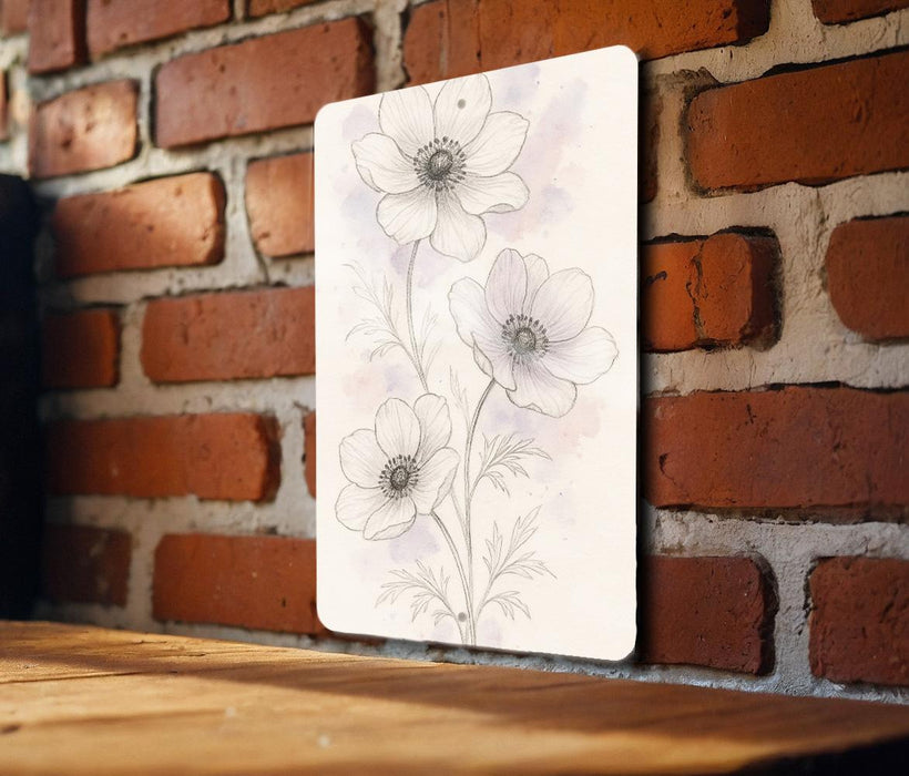 a picture of some flowers on a brick wall
