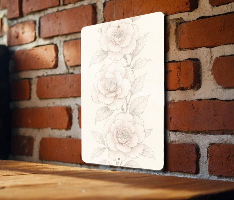 a picture of some flowers on a brick wall