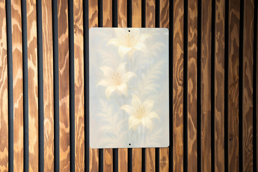a picture hanging on a wooden wall