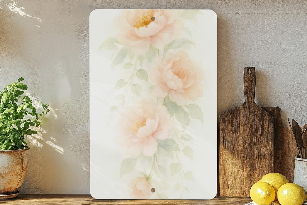 a painting of pink flowers on a white background