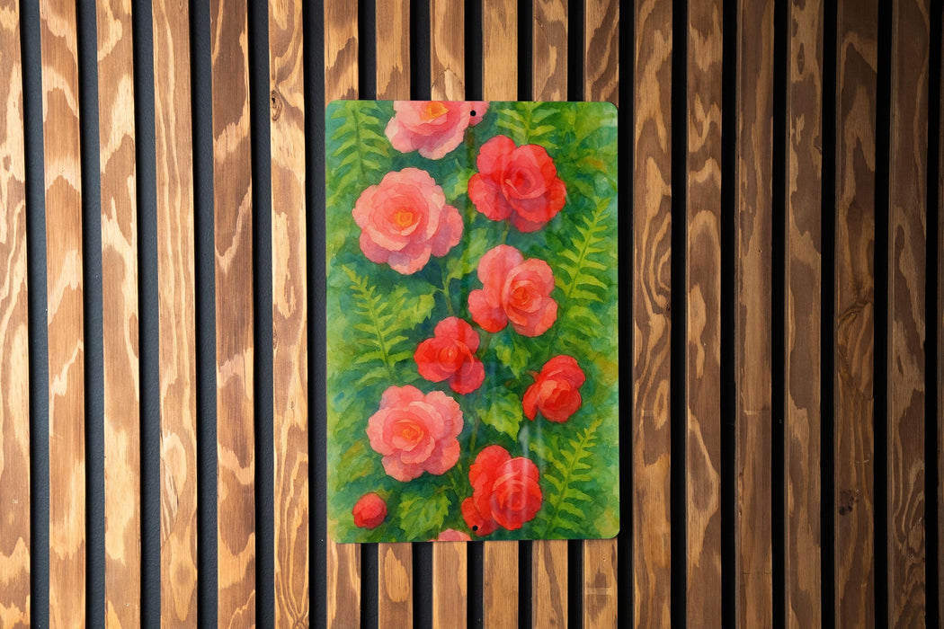 a painting of pink flowers on a wooden wall