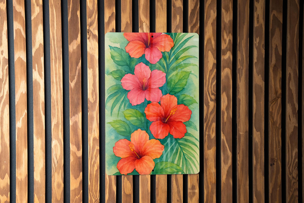 a painting of red flowers on a green background