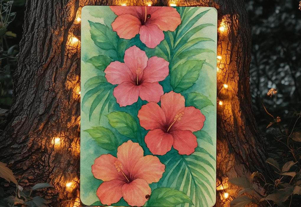 a painting of red and pink flowers on a green background